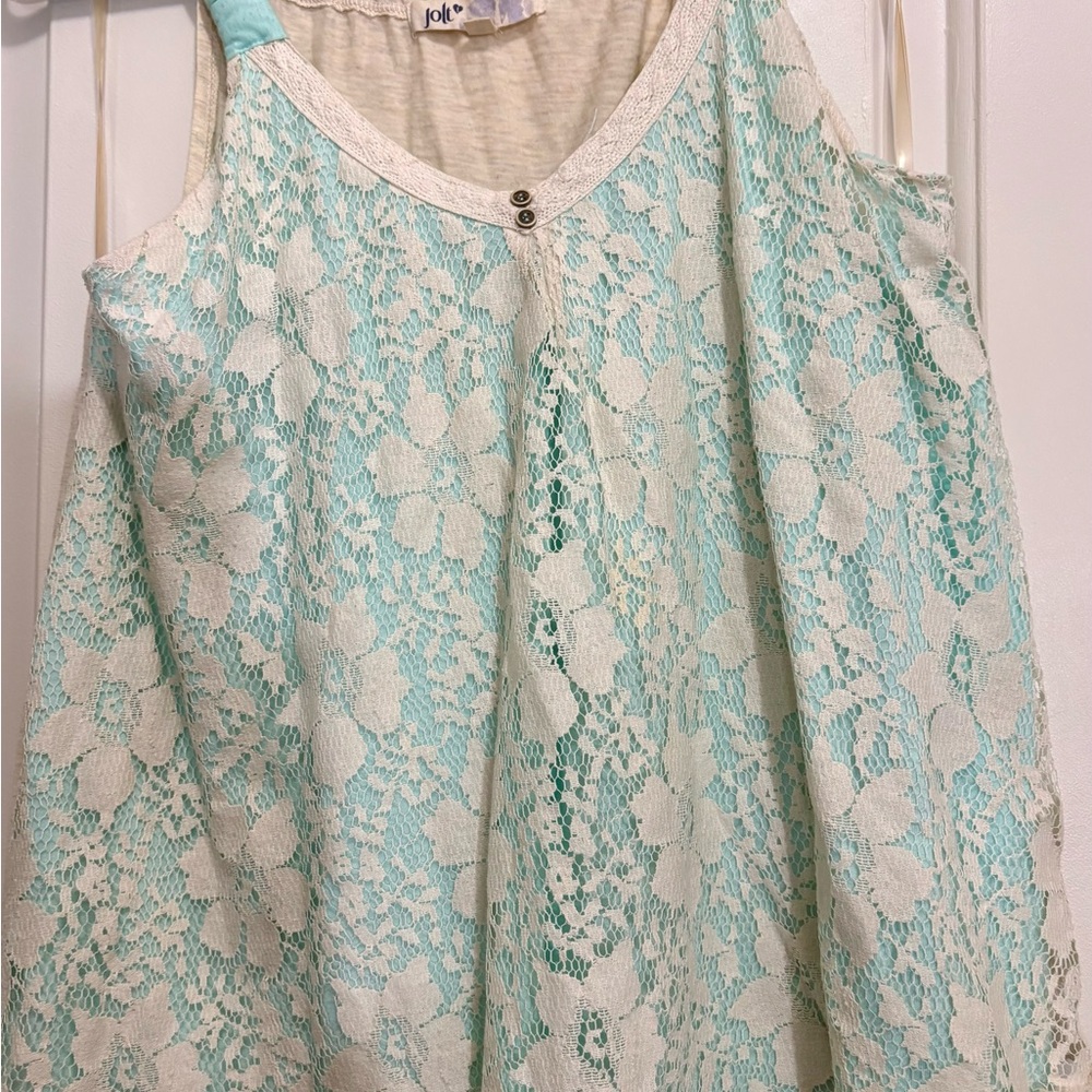 Mint Lace Sleeveless Top - Picture 2 of 6